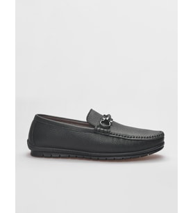 Hakiki Deri Siyah Tokalı Erkek Loafer