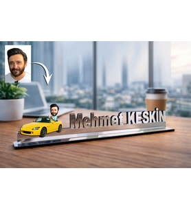 Kişiye Özel İvedik Karikatürlü 30 cm Ayna Pleksi Masaüstü İsimlik - Ofis Hediyesi