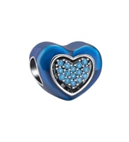 Favorim Sensin Hareketli Mavi Kalp Charm  925 Ayar Gümüş