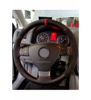 Vw Caddy Uyumlu 2004 2020 Alkantara-karbon Kırmızı Yüzüklü Direksiyon Kılıfı