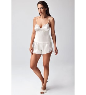 pilelistore Freshness 9950-şt Saten Askılıı Şort Takımı (Ekru)