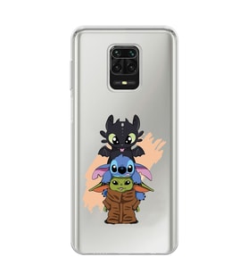 Redmi Note 9 Pro/Note 9S Uyumlu Sevimli Baby Yoda ve Stitch Desenli Şeffaf Telefon Kılıfı