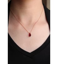 925 Ayar Gümüş Zincirli Mor Kristal Kolye - N092301