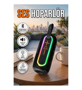 LED Işıklı Kablosuz Bluetooth Hoparlör Kırmızı IP67 Suya Dayanıklı