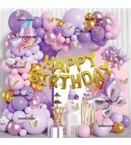 2 Lİ KELEBEK FOLYO BALONLU HAPPY BIRTHDAY BALON ZİNCİR SET