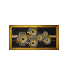Soyut Şekiller Motifli Kanvas Tablo 80 x 110 cm Gold Çerçeve