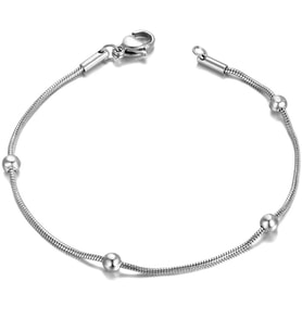 Top Detaylı İtalyan Yılan Erkek Kadın Çelik Zincir Bileklik eck57b (Metal)