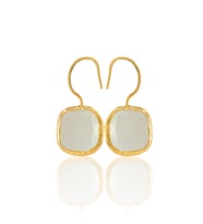 Kadir Jewellery 22 Ayar Altın Kaplama Kare Taşlı Küpe -El İşçiliği Ve Hipoalerjenik Küpe