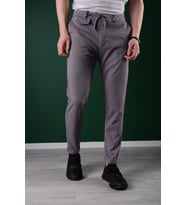 Algie Slim Beli Lastikli Ön Cep Detaylı Likralı Erkek Kumaş Pantolon (Gri)