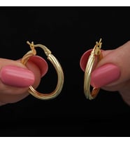 Aya Diamond Gümüş Gold 3 mm Burgu Şarnel Küpe