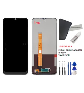 Oppo Realme C21Y Uyumlu Lcd Ekran Dokunmatik Servis Lcd + B-7000 + TAMİR SETİ