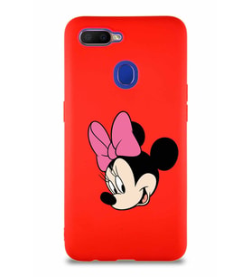 Oppo AX7 Soft Premier Kapak Minnie Mouse-B Tasarımlı Silikon Kılıf - Kırmızı (Şeffaf)