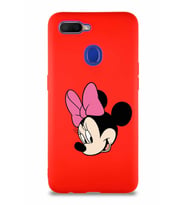 Oppo AX7 Soft Premier Kapak Minnie Mouse-B Tasarımlı Silikon Kılıf - Kırmızı (Şeffaf)