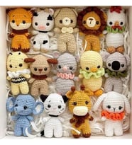 14'lü Minik Amigurumi  hayvan organik Örgü Oyuncaklar