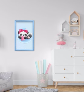 BK Home Sevimli Panda Tasarımlı Dekoratif Mavi Ahşap Çerçeveli Çocuk Odası Tablo-6