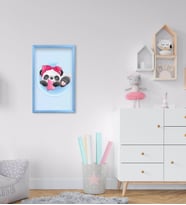 BK Home Sevimli Panda Tasarımlı Dekoratif Mavi Ahşap Çerçeveli Çocuk Odası Tablo-6