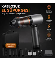 20.000 Pa Kablosuz Araç Süpürgesi 120W Güçlü Emiş 7800 mAh Şarjlı El Süpürgesi 8 Başlıklı HEPA Filtreli Mini Vakum