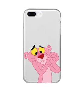 Iphone 7 Plus ve 8 Plus Uyumlu Pembe Panter Tasarımlı Şeffaf Telefon Kılıfı