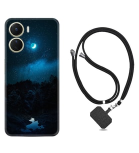 Vivo Y16 Kılıf Silikon Boyun Askılı İpli Desenli Silikon Gece 1633