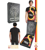 Galatasaray Orijinal Lisanslı Büyük Logolu T-Shirt Kişiye Özel Hediyelik Ahşap Kutulu (Siyah)