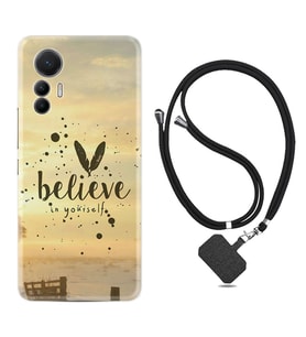Xiaomi 12 Lite Kılıf Resimli Boyun Askılı İpli Desenli Silikon Belive in Yourself 1316
