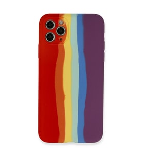 Apple İphone 11 Pro Kılıf Ebruli Lansman Silikon - Kırmızı-mor