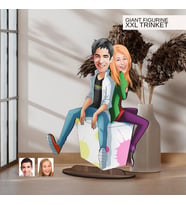 BK Gift Kişiye Özel Sevgililer Karikatürlü Büyük Boy Ahşap Biblo-35 Arkadaşa Hediye , Sevgiliye Hediye, Kişiye Özel Biblolar