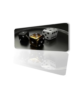 SonicTouch Siyah Beyaz Altın Zar Desenli Kaymaz Gaming Oyuncu Dikişsiz Klavye Mouse Pad 32x70Cm