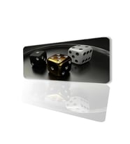 SonicTouch Siyah Beyaz Altın Zar Desenli Kaymaz Gaming Oyuncu Dikişsiz Klavye Mouse Pad 32x70Cm