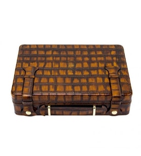 Lubinski Deri Croco Humidor El Çantası Puro Kutusu 18's Kahve LB-627