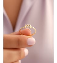 Minimalist Harf 14 Ayar Altın Yüzük (Gold)