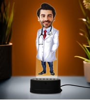 Doğum Günü Hediyesi,Sevgiliye Hediye, Kişiye Özel Fotoğraflı Doktor 2 Karikatür 3D Led Lamba (Beyaz)