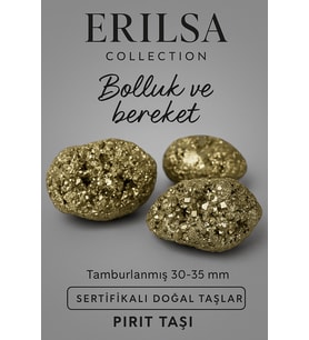 Sertifikalı Ham İşlenmemiş Doğal Pirit Taşı Kütle 30-35 mm - Bereket ve Güç Taşı (Çok Renkli)