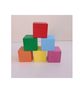 Moccotoys Montessori Renkli Küpler 6 Lı (Masif Ahşap)