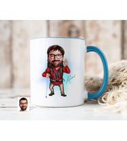Bk Gift Kişiye Özel Gezgin Karikatürlü Mavi Kupa Bardak-1, Sevgiliye Hediye, Arkadaşa Hediye