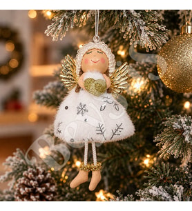 Yılbaşı Kar Meleği Gold Kalp Desenli 13 cm