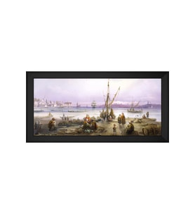 Manzara Temalı Kanvas Tablo 80 x 110 cm Siyah Çerçeve