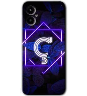 Omix X5 Kılıf HD Desen Baskılı Arka Kapak - Dark Neon Yaprak Ç Harfi
