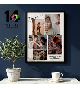 Stüdyo 14 Kişiye Özel Yazılı ve 5 Kolaf Fotoğraflı Çerçeveli Tablo - Babalar Günü Hediyesi - Sevgiliye Hediye - Doğum Günü Hediyesi