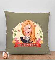 BK Gift Kişiye Özel Karikatürlü Anneler Günü Tasarımlı Haki Kırlent Yastık, Anneye Hediye, Ev Dekorasyonu, Anneler Günü Hediyesi-6
