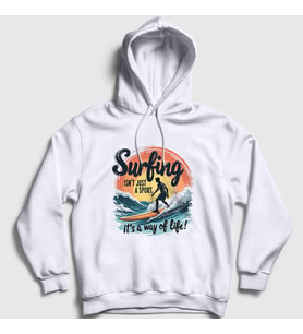 Presmono Unisex Beyaz The Way Of Life Sörf Surf Surfing Kapüşonlu Sweatshirt 514577tt