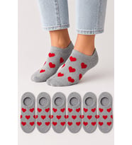 Kadın Dikişsiz Soft Pamuk Kalp Desenli 6'lı Sneakers Çorap