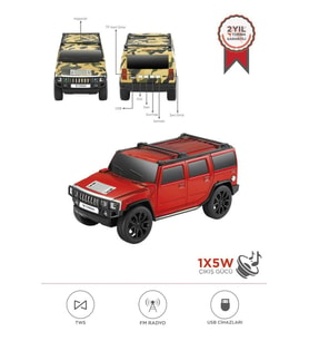 Torima D-48 Kırmızı Araba Tasarım USB/TWS/FM Bluetooth Hoparlör Speaker