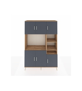 Hyperion Dolap 10 Raflı 6 Kapaklı 132x44x195 Çam-Antrasit/Çam
