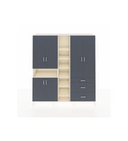 Hyperion Dolap 13 Raflı 3 Çekmeceli 6 Kapaklı 220x44x243 Aytaşı-Antrasit/Antrasit