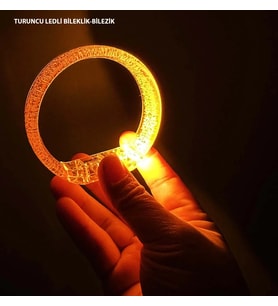 Turuncu Led Işıklı Baskı Yapılabilen Pilli Bileklik Bilezik 1,5 Cm Genişlik