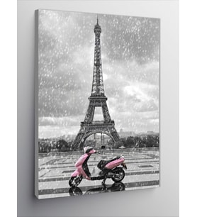 Kanvas Tablo Eyfel Kulesi Ve Pembe Motor
