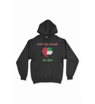 Abu Dabi Bayraklı Kalpli Siyah Sweatshirt Hoodie