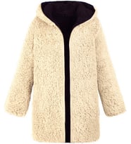 Peluş Çift Taraflı Tüylü Ceket (Krem)