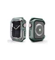 Apple Watch 7 41mm Uyumlu Zore Watch Gard 08 Sert PC + Silikon Koruyucu (Koyu Yeşil)